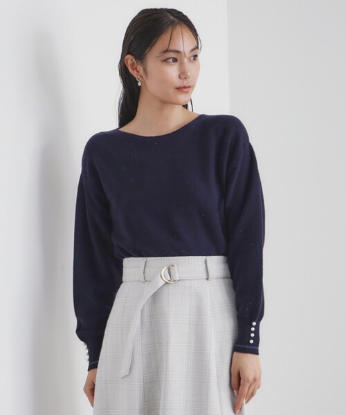 index（インデックス）の「◆《6color/XS-LLsize》ボートネックドルマンニット【洗濯機洗い可】（ニット/セーター・レディース・サックスブルー/ネイビー系5/チャコールグレー/オフホワイト/ピンク/グレー・38/36/34/42/40）」の5枚目の写真