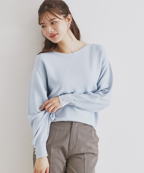 index（インデックス）の「◆《6color/XS-LLsize》ボートネックドルマンニット【洗濯機洗い可】（ニット/セーター・レディース・サックスブルー/ネイビー系5/チャコールグレー/オフホワイト/ピンク/グレー・38/36/34/42/40）」の4枚目の写真