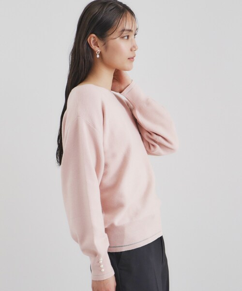index（インデックス）の「◆《6color/XS-LLsize》ボートネックドルマンニット【洗濯機洗い可】（ニット/セーター・レディース・サックスブルー/ネイビー系5/チャコールグレー/オフホワイト/ピンク/グレー・38/36/34/42/40）」の6枚目の写真