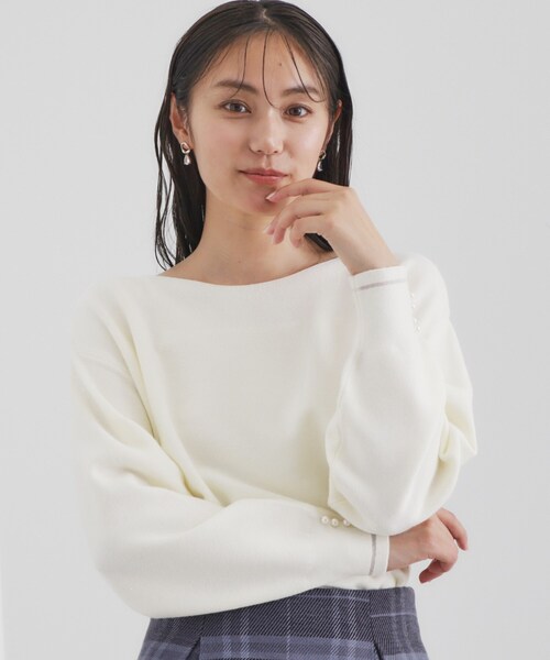 index（インデックス）の「◆《6color/XS-LLsize》ボートネックドルマンニット【洗濯機洗い可】（ニット/セーター・レディース・サックスブルー/ネイビー系5/チャコールグレー/オフホワイト/ピンク/グレー・38/36/34/42/40）」の8枚目の写真