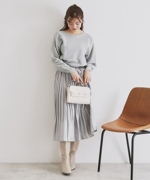 index（インデックス）の「◆《6color/XS-LLsize》ボートネックドルマンニット【洗濯機洗い可】（ニット/セーター・レディース・サックスブルー/ネイビー系5/チャコールグレー/オフホワイト/ピンク/グレー・38/36/34/42/40）」の13枚目の写真