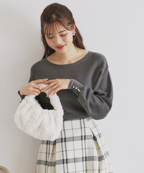 index（インデックス）の「◆《6color/XS-LLsize》ボートネックドルマンニット【洗濯機洗い可】（ニット/セーター・レディース・サックスブルー/ネイビー系5/チャコールグレー/オフホワイト/ピンク/グレー・38/36/34/42/40）」の16枚目の写真