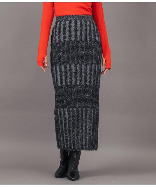 プレーティング リブ 柄編み ナロー スカート（スカート）｜Settimissimo（セッティミッシモ）