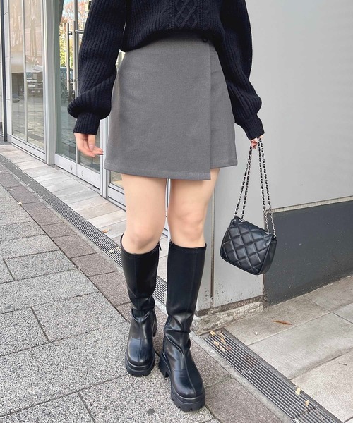 INGNI(イング)の「ラップミニスカパン(スカート・レディース・ブラック/グレー・FREE)」の6枚目の写真