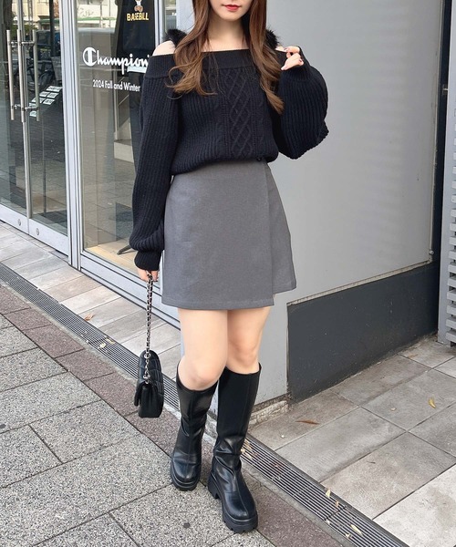INGNI(イング)の「ラップミニスカパン(スカート・レディース・ブラック/グレー・FREE)」の8枚目の写真