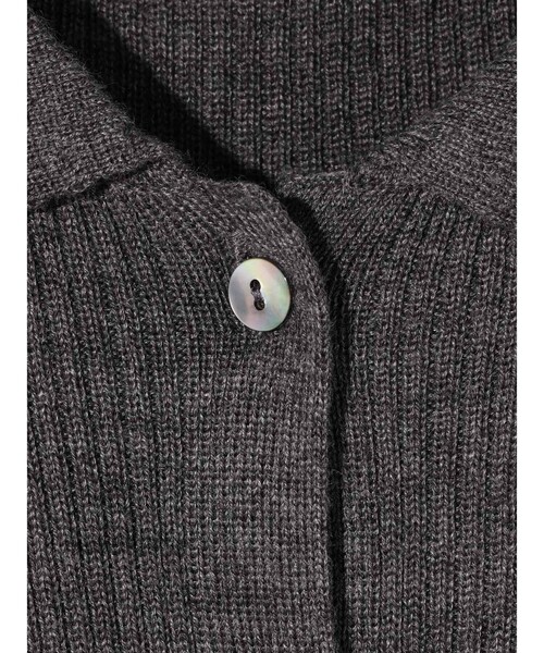 カーディガン MIDIUMISOLID for Ladies リブポロカラーカーディガン レディース MIDIUMISOLID for Ladies リブポロカラーカーディガン