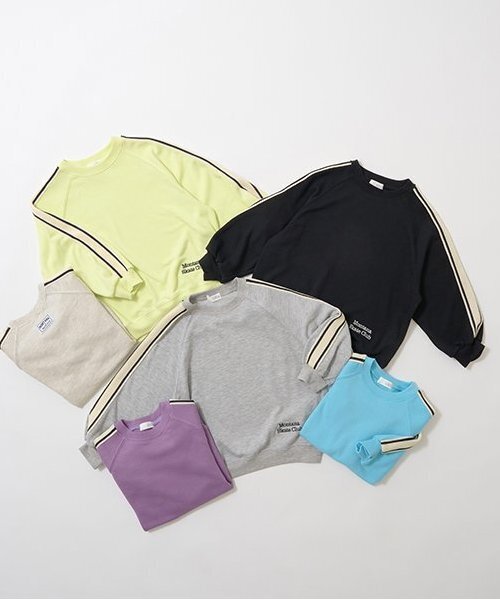 b・ROOM（ビールーム）の「ラインラグランスウェット（スウェット・キッズ・バイオレット/レモンイエロー/トップグレー/ターコイズブルー/オートミール/ブラック・100cm/120cm/150cm/110cm/140cm/130cm）」の7枚目の写真