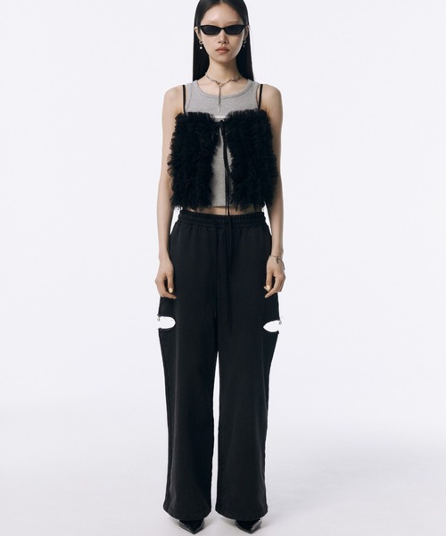 SLIT SWEAT PANTS with PEARL/スリットスウェットパンツウィズパール