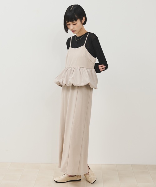 Shelly island（シェリーアイランド）の「ウエストペプラムキャミワンピース（ワンピース・レディース・ブラック/ホワイト・FREE）」の2枚目の写真