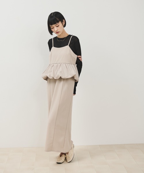 Shelly island（シェリーアイランド）の「ウエストペプラムキャミワンピース（ワンピース・レディース・ブラック/ホワイト・FREE）」の8枚目の写真