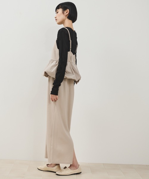 Shelly island（シェリーアイランド）の「ウエストペプラムキャミワンピース（ワンピース・レディース・ブラック/ホワイト・FREE）」の9枚目の写真