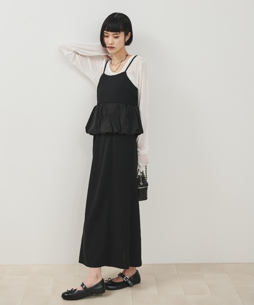 Shelly island（シェリーアイランド）の「ウエストペプラムキャミワンピース（ワンピース・レディース・ブラック/ホワイト・FREE）」の14枚目の写真