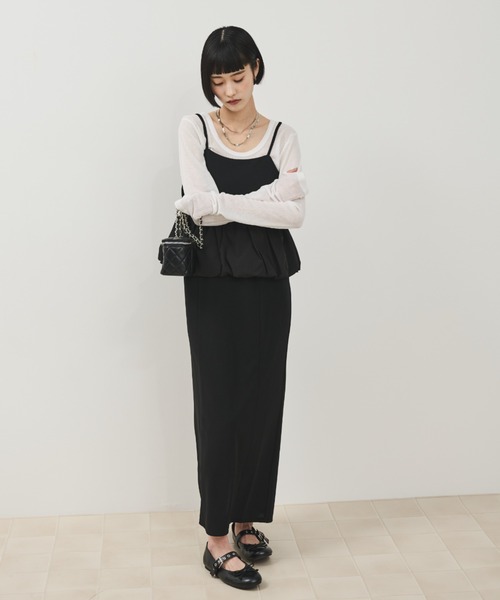 Shelly island（シェリーアイランド）の「ウエストペプラムキャミワンピース（ワンピース・レディース・ブラック/ホワイト・FREE）」の16枚目の写真