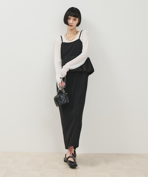 Shelly island（シェリーアイランド）の「ウエストペプラムキャミワンピース（ワンピース・レディース・ブラック/ホワイト・FREE）」の17枚目の写真