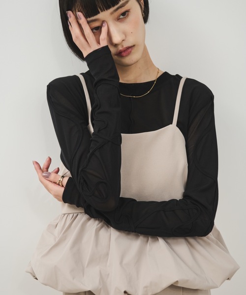 Shelly island（シェリーアイランド）の「ウエストペプラムキャミワンピース（ワンピース・レディース・ブラック/ホワイト・FREE）」の3枚目の写真