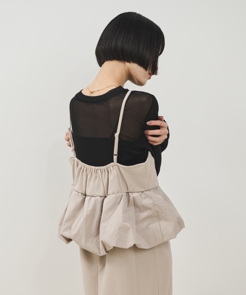 Shelly island（シェリーアイランド）の「ウエストペプラムキャミワンピース（ワンピース・レディース・ブラック/ホワイト・FREE）」の6枚目の写真