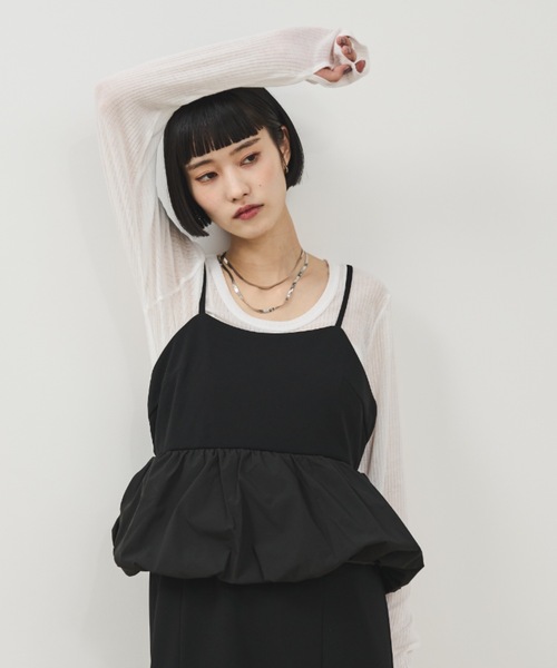 Shelly island（シェリーアイランド）の「ウエストペプラムキャミワンピース（ワンピース・レディース・ブラック/ホワイト・FREE）」の11枚目の写真