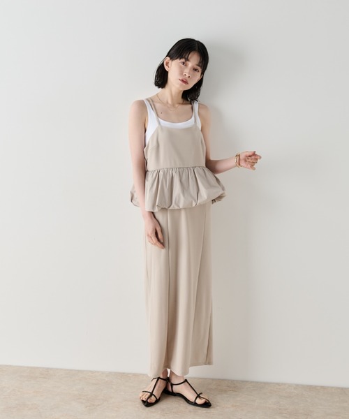 Shelly island（シェリーアイランド）の「ウエストペプラムキャミワンピース（ワンピース・レディース・ブラック/ホワイト・FREE）」の21枚目の写真