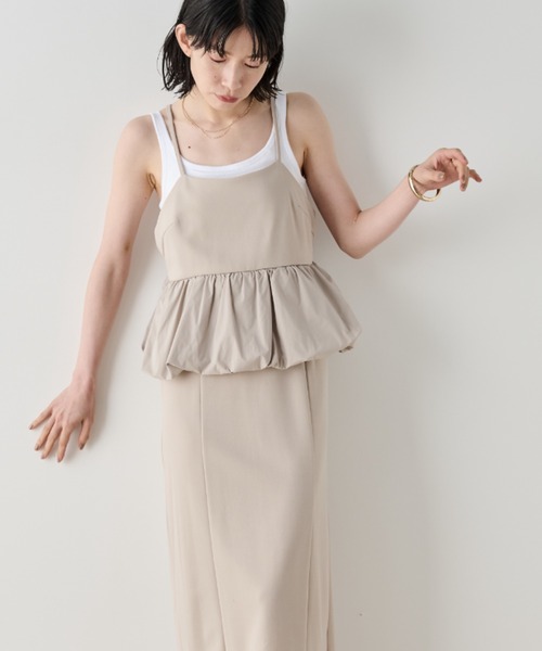 Shelly island（シェリーアイランド）の「ウエストペプラムキャミワンピース（ワンピース・レディース・ブラック/ホワイト・FREE）」の19枚目の写真