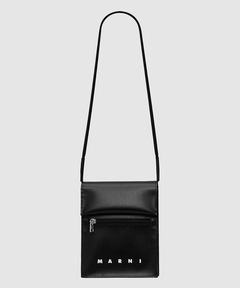 【MARNI】ホワイト ブラック Tribeca クロスボディバッグ White and black Tribeca crossbody bag with shoelace strap