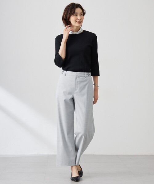 J.PRESS Ladies(J.プレス レディス)の「リブ クルーネック カットソー(Tシャツ/カットソー・レディース・ライトグレー系/ブラック系/ホワイト系・SMALL)」の8枚目の写真