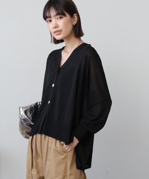 Bou Jeloud（ブージュルード）の「ＵＶ冷感さらさら長袖BOXカーディガン（カーディガン/ボレロ・レディース・パープル/ブラック/グレー系その他/オレンジ・FREE）」の14枚目の写真