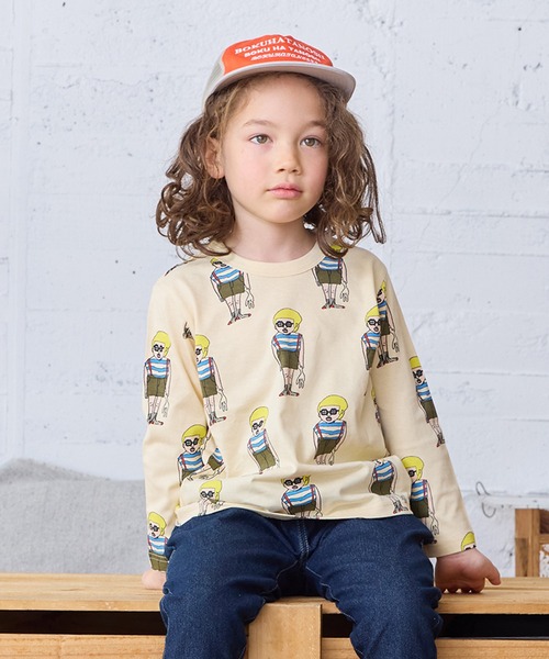 MARKEY'S（マーキーズ）の「ソウガラ長袖Tシャツ（Tシャツ/カットソー・キッズ・ベージュ/ブラック/ネイビー/グリーン/アイボリー/ライトブルー/ピンク/イエロー/チャコール/グレー・70/80/90/95/100/110/120/130/140/150）」の2枚目の写真