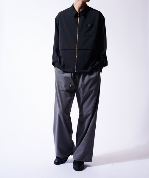 新品未使用 クルニ CULLNI シャツ ブラック ユニセックス CULLNI - 【残り一点】Double Cloth Zip Up Shirt | ACRMTSM