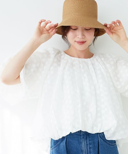 le.coeur blanc（ルクールブラン）の「《WEB限定アイテム》ペーパーバケットハット（ハット・レディース・アイボリー/ベージュ/ブラック・FREE）」の3枚目の写真