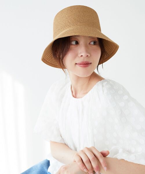 le.coeur blanc（ルクールブラン）の「《WEB限定アイテム》ペーパーバケットハット（ハット・レディース・アイボリー/ベージュ/ブラック・FREE）」の5枚目の写真