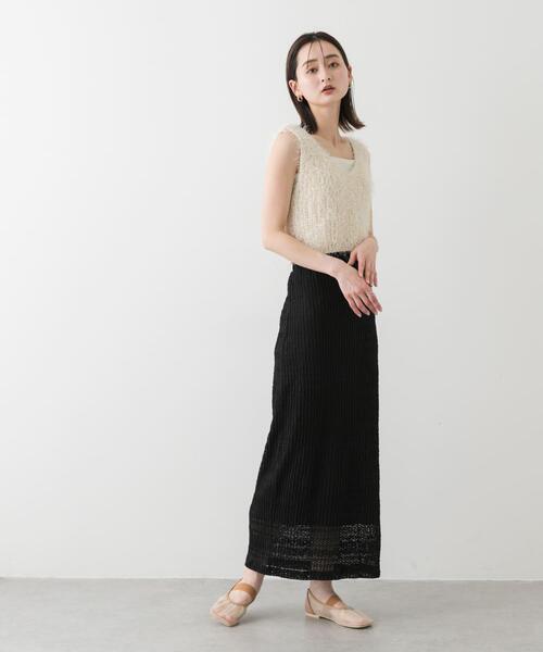 SENSE OF PLACE by URBAN RESEARCH（センスオブプレイスバイアーバンリサーチ）の「クロップドフェザーヤーンニットベスト（ベスト・レディース・グレー/ブラック/アイボリー・ONE）」の6枚目の写真