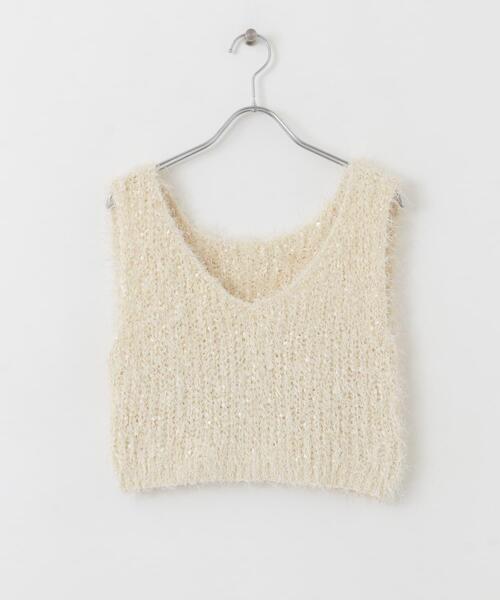 SENSE OF PLACE by URBAN RESEARCH（センスオブプレイスバイアーバンリサーチ）の「クロップドフェザーヤーンニットベスト（ベスト・レディース・グレー/ブラック/アイボリー・ONE）」の11枚目の写真