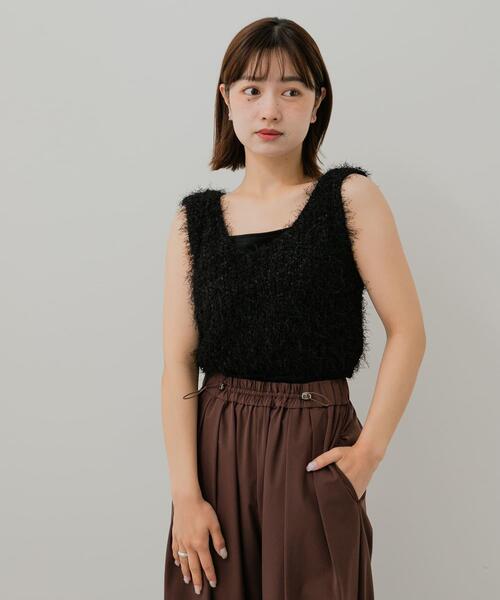 SENSE OF PLACE by URBAN RESEARCH（センスオブプレイスバイアーバンリサーチ）の「クロップドフェザーヤーンニットベスト（ベスト・レディース・グレー/ブラック/アイボリー・ONE）」の13枚目の写真