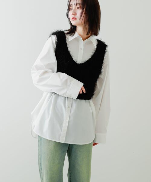 SENSE OF PLACE by URBAN RESEARCH（センスオブプレイスバイアーバンリサーチ）の「クロップドフェザーヤーンニットベスト（ベスト・レディース・グレー/ブラック/アイボリー・ONE）」の17枚目の写真