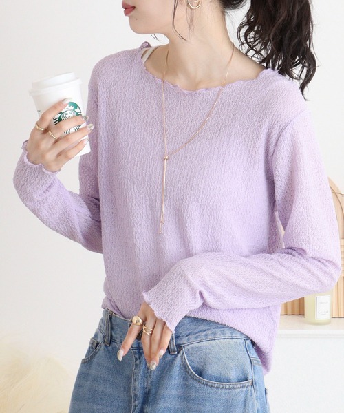 mitis(ミティス)の「mitis バブルシャーリング クルーネックネックロンT(Tシャツ/カットソー・レディース・ブラック/ラベンダー/グレイッシュベージュ/アイボリー/ライトグリーン・M)」の19枚目の写真