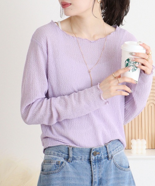 mitis(ミティス)の「mitis バブルシャーリング クルーネックネックロンT(Tシャツ/カットソー・レディース・ブラック/ラベンダー/グレイッシュベージュ/アイボリー/ライトグリーン・M)」の21枚目の写真