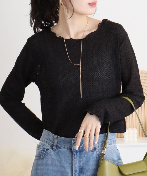 mitis(ミティス)の「mitis バブルシャーリング クルーネックネックロンT(Tシャツ/カットソー・レディース・ブラック/ラベンダー/グレイッシュベージュ/アイボリー/ライトグリーン・M)」の10枚目の写真