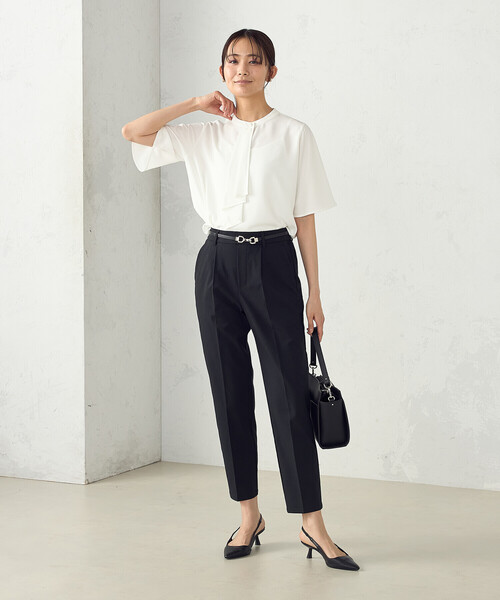 COMME CA ISM（コムサイズム）の「ボウタイ風 半袖ブラウス（シャツ/ブラウス・レディース・グレー/ネイビー/ホワイト・MEDIUM/LARGE）」の13枚目の写真