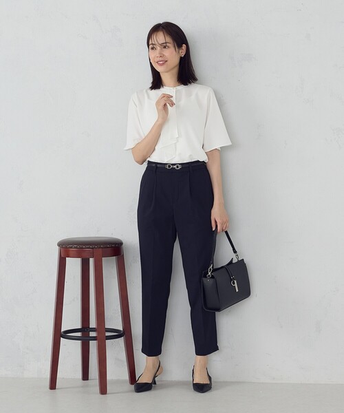 COMME CA ISM（コムサイズム）の「ボウタイ風 半袖ブラウス（シャツ/ブラウス・レディース・グレー/ネイビー/ホワイト・MEDIUM/LARGE）」の15枚目の写真