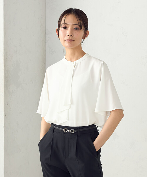 COMME CA ISM（コムサイズム）の「ボウタイ風 半袖ブラウス（シャツ/ブラウス・レディース・グレー/ネイビー/ホワイト・MEDIUM/LARGE）」の17枚目の写真