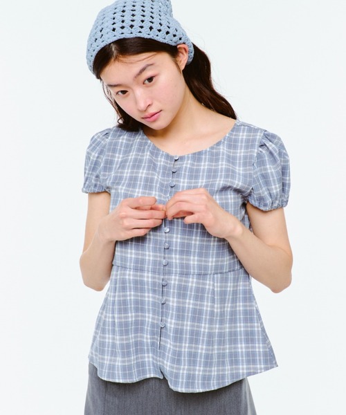 PUFF SLEEVE CHECKED BLOUSE / チェックパフスリーブブラウス