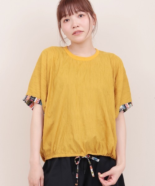 チチカカ（チチカカ）の「楊柳裾ドロストブラウス（シャツ/ブラウス・レディース・ブルー/ベージュ/マスタード・FREE）」の3枚目の写真