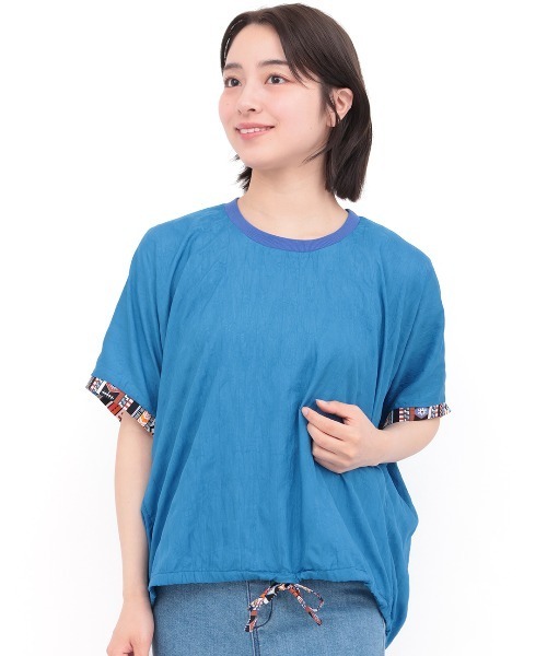 チチカカ（チチカカ）の「楊柳裾ドロストブラウス（シャツ/ブラウス・レディース・ブルー/ベージュ/マスタード・FREE）」の9枚目の写真