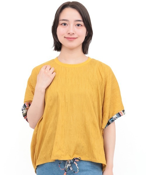 チチカカ（チチカカ）の「楊柳裾ドロストブラウス（シャツ/ブラウス・レディース・ブルー/ベージュ/マスタード・FREE）」の10枚目の写真