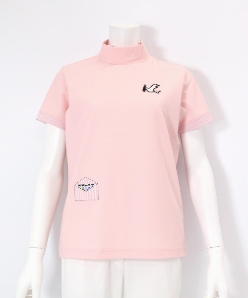 Picone CLUB(ピッコーネクラブ)の「UV冷感ハイネック刺繍プルオーバー(Tシャツ/カットソー・レディース・ベージュ/ホワイト/ピンク/ネイビー・S/L/M)」の4枚目の写真