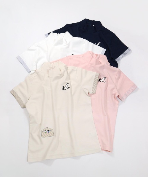 Picone CLUB(ピッコーネクラブ)の「UV冷感ハイネック刺繍プルオーバー(Tシャツ/カットソー・レディース・ベージュ/ホワイト/ピンク/ネイビー・S/L/M)」の10枚目の写真