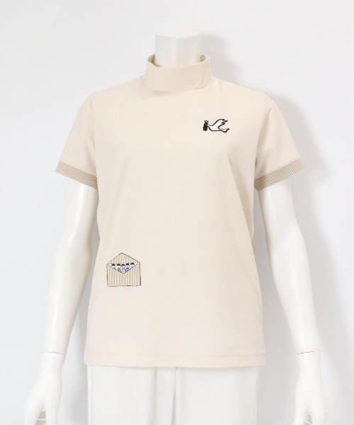 Picone CLUB(ピッコーネクラブ)の「UV冷感ハイネック刺繍プルオーバー(Tシャツ/カットソー・レディース・ベージュ/ホワイト/ピンク/ネイビー・S/L/M)」の11枚目の写真