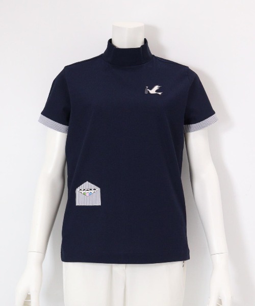 Picone CLUB(ピッコーネクラブ)の「UV冷感ハイネック刺繍プルオーバー(Tシャツ/カットソー・レディース・ベージュ/ホワイト/ピンク/ネイビー・S/L/M)」の14枚目の写真