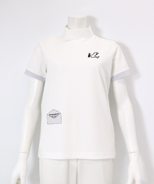 Picone CLUB(ピッコーネクラブ)の「UV冷感ハイネック刺繍プルオーバー(Tシャツ/カットソー・レディース・ベージュ/ホワイト/ピンク/ネイビー・S/L/M)」の13枚目の写真