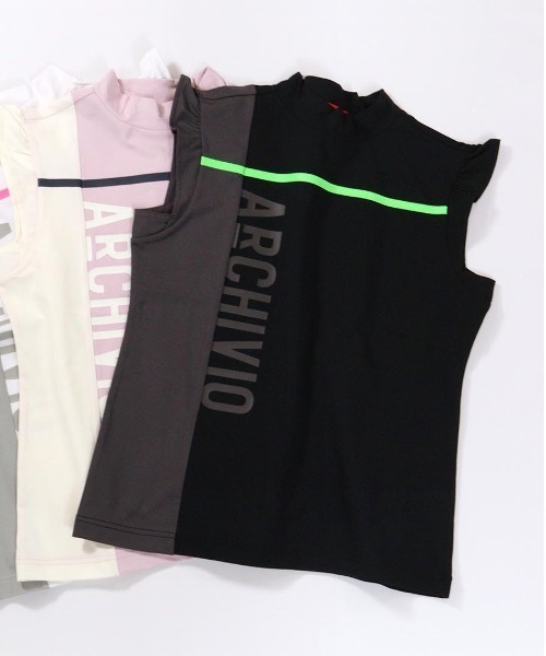 archivio(アルチビオ)の「<LADIES>肩フリルUV速乾ノースリトップス(Tシャツ/カットソー・レディース・ピンク/ホワイト/ブラック・S/M/L)」の3枚目の写真